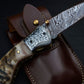 Hand Forged Ram Horn Handle Eagle Damascus Folding Knife, Damascus Pocket Knife, Damascus Steel Hunting knife, Hand Forged Damascus Knife Etsy 