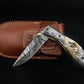7.75'' Hand Forged Ram Horn Handle Damascus Folding Knife, Damascus Pocket Knife, Damascus Steel Hunting knife, Hand Forged Damascus Knife Etsy 