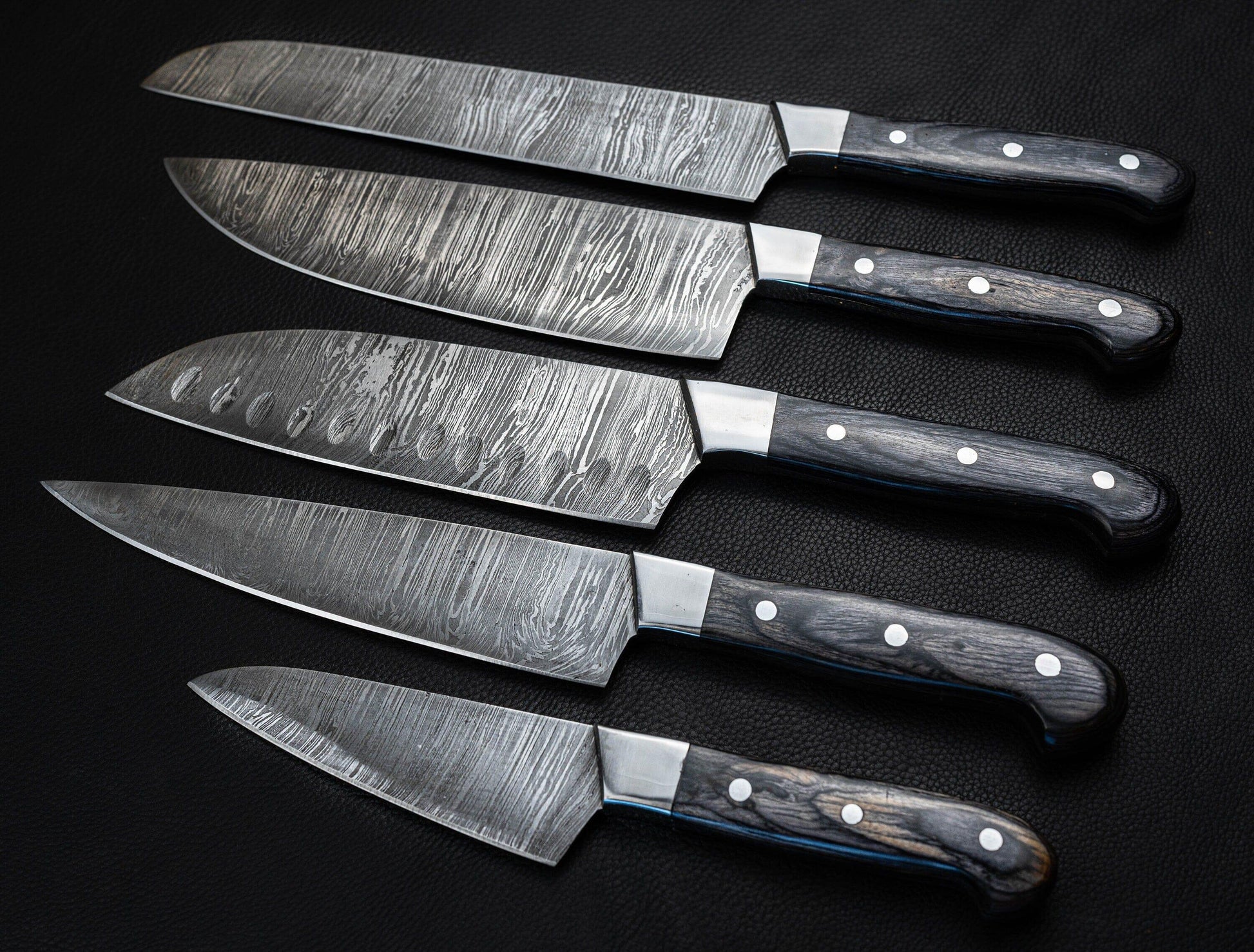 Custom Handmade Damascus Kitchen Knives Chef Knives Set Outdoor Set Gift  For Her For Him