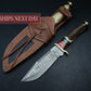 10' Inch Handmade Damascus Steel Hunting knife Handle Stag Horn leather Sheath Handle and Clip, Hand forged Damascus knife Non slip Brass Etsy 